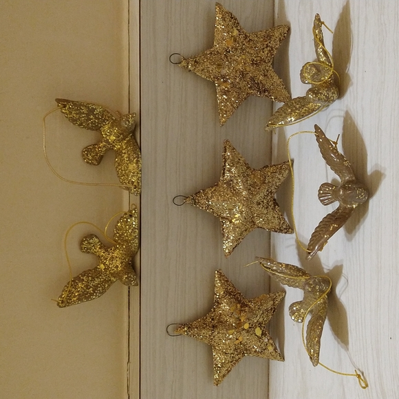 Other - Vintage Lot of 8 1950's/1960's Era Gold Glitter/Sequins Stars & Doves